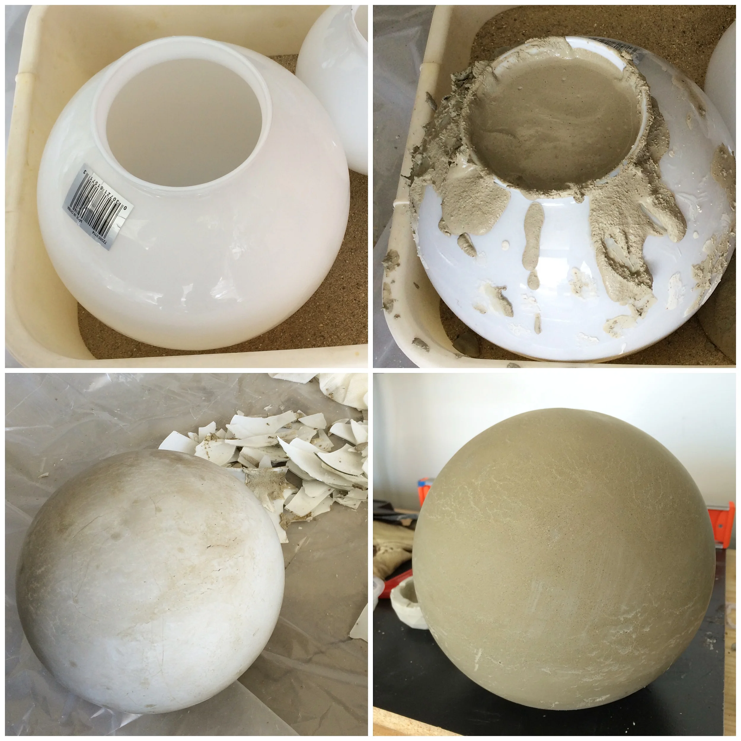 Used glass lamp cover for the mold