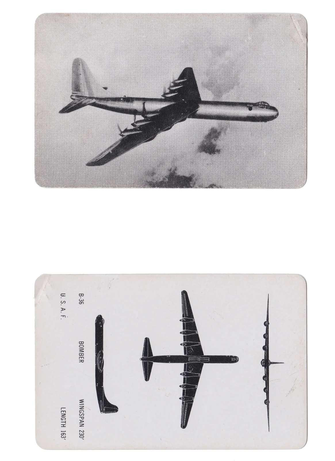 B-36 Aircraft Spotters Card Series: Manufacture: Card Dimensions: 3.75” x 2.75” USA - 1950’s