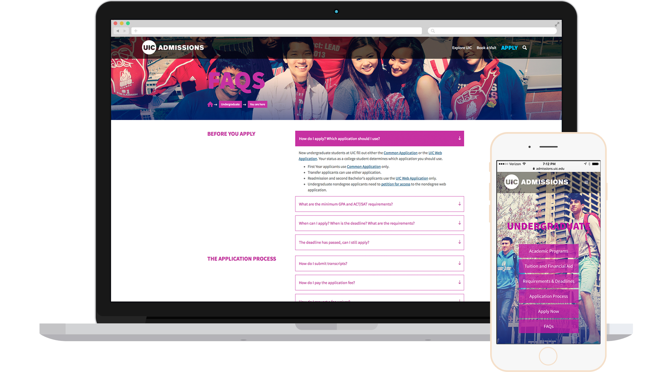 In addition to streamlining the application process, we designed a new Undergraduate Program Selector to encourage incoming freshman to explore every major UIC has to offer.