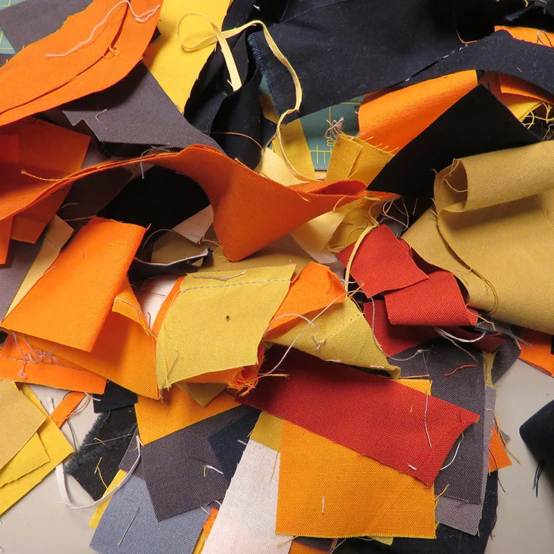 This piece starts with a pile of scraps.