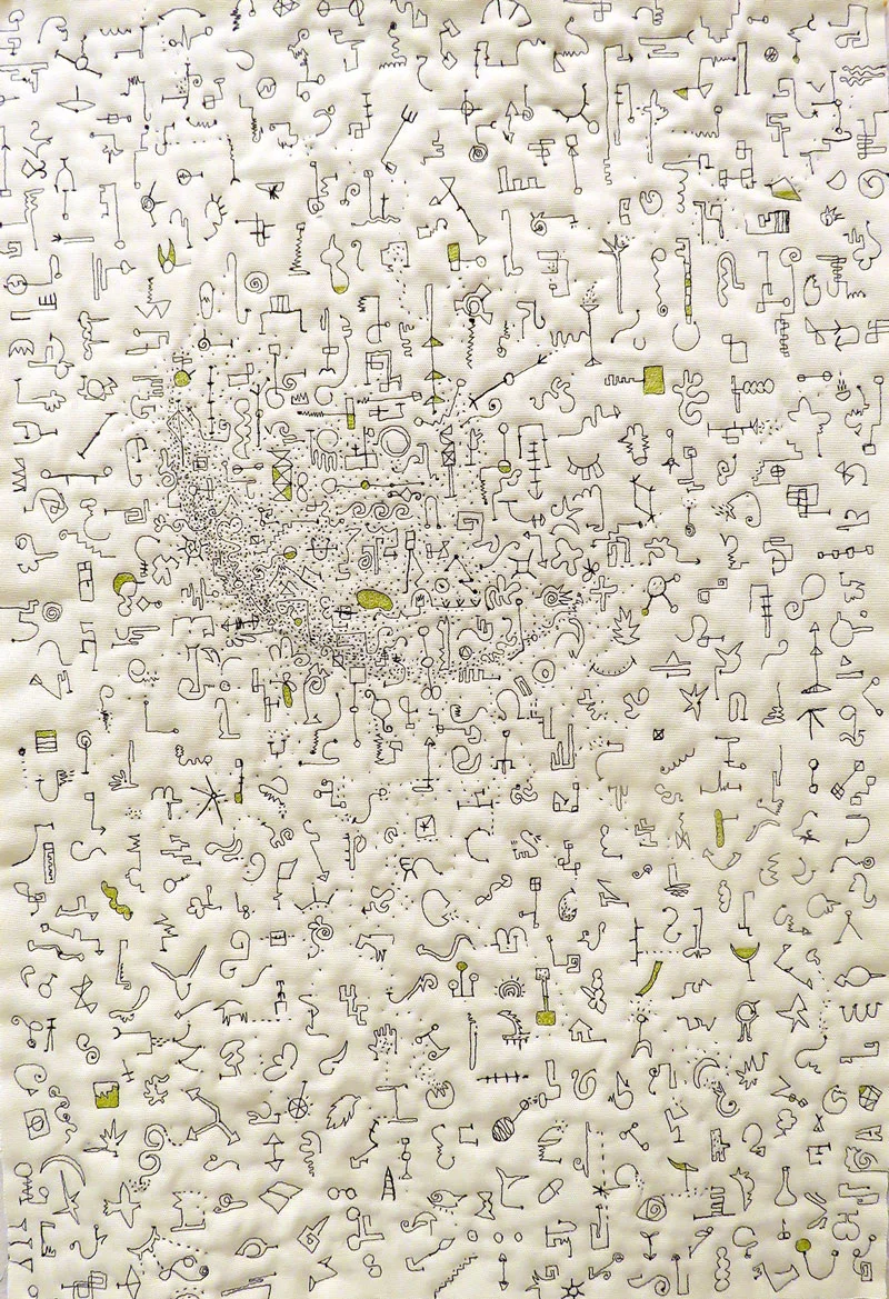 Glyphs . 27"x 18". So many dialogs, so little listening. The piece is almost finished.
