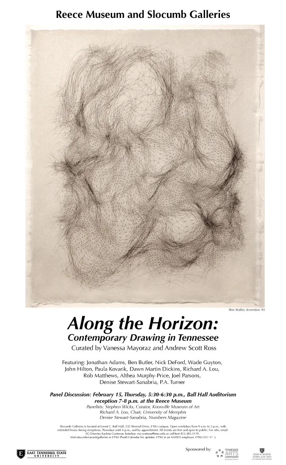 The Along the Horizon show opened on January 16 at the Reece Museum at East Tennessee State University in Johnson City Tennessee. The works were all by Memphis artists. I was honored to be included.