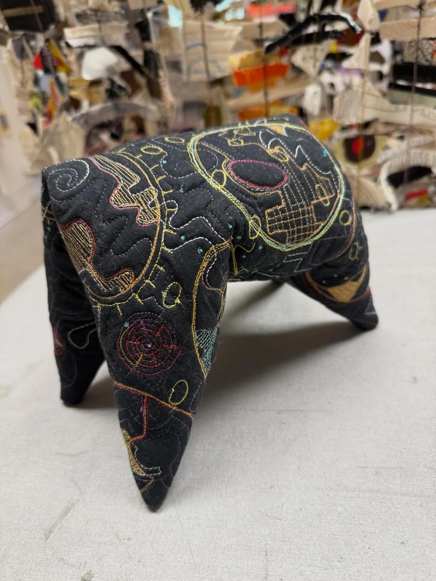 Today&rsquo;s stitching. Another member of the Herd. #herd #freemotionstitching #fiberart #beast