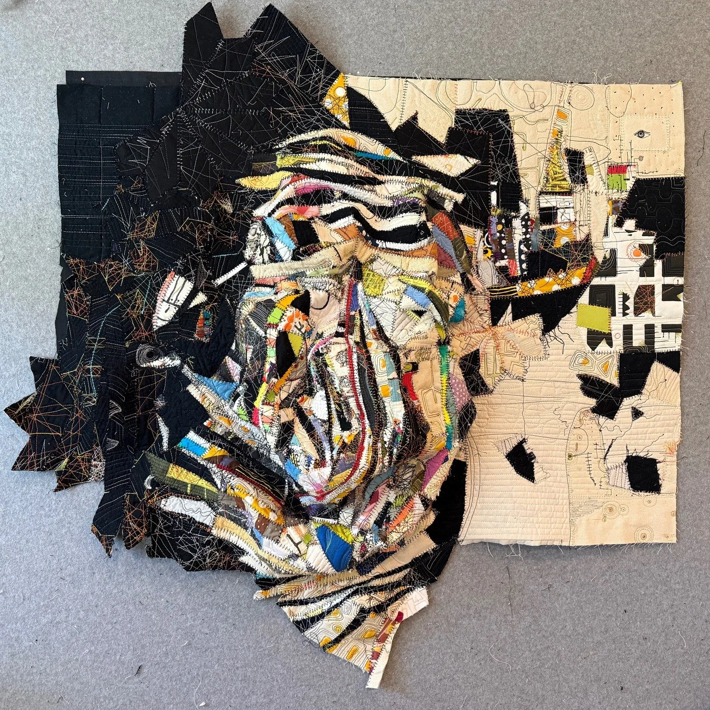 Work in progress. 02.28.26. #stitching, #freemotionstitching #sutured #fiberart #3D