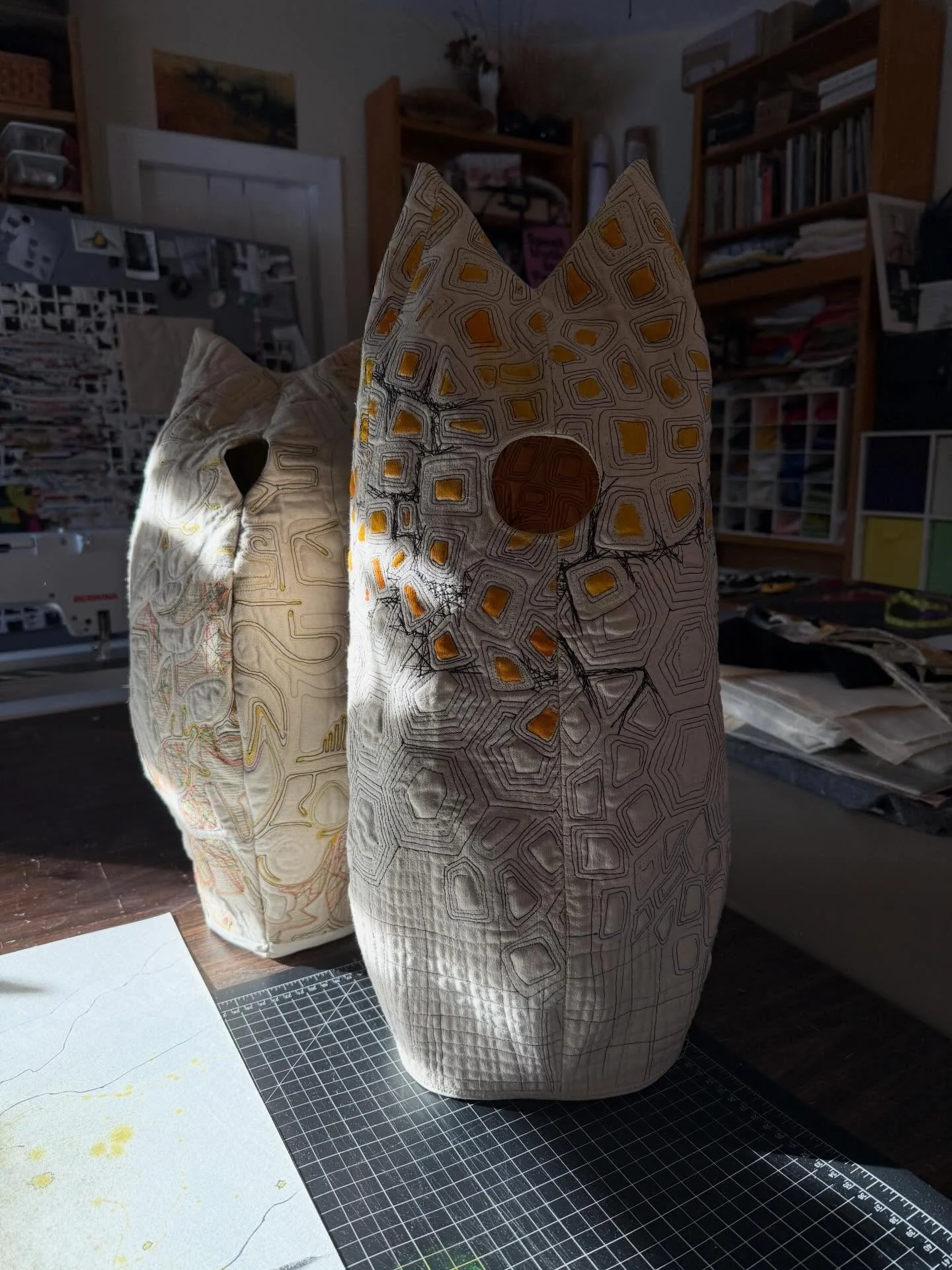 Today&rsquo;s stitching. Another one..aghast. #stitching #freemotionquilting #fiberart #art #aghast