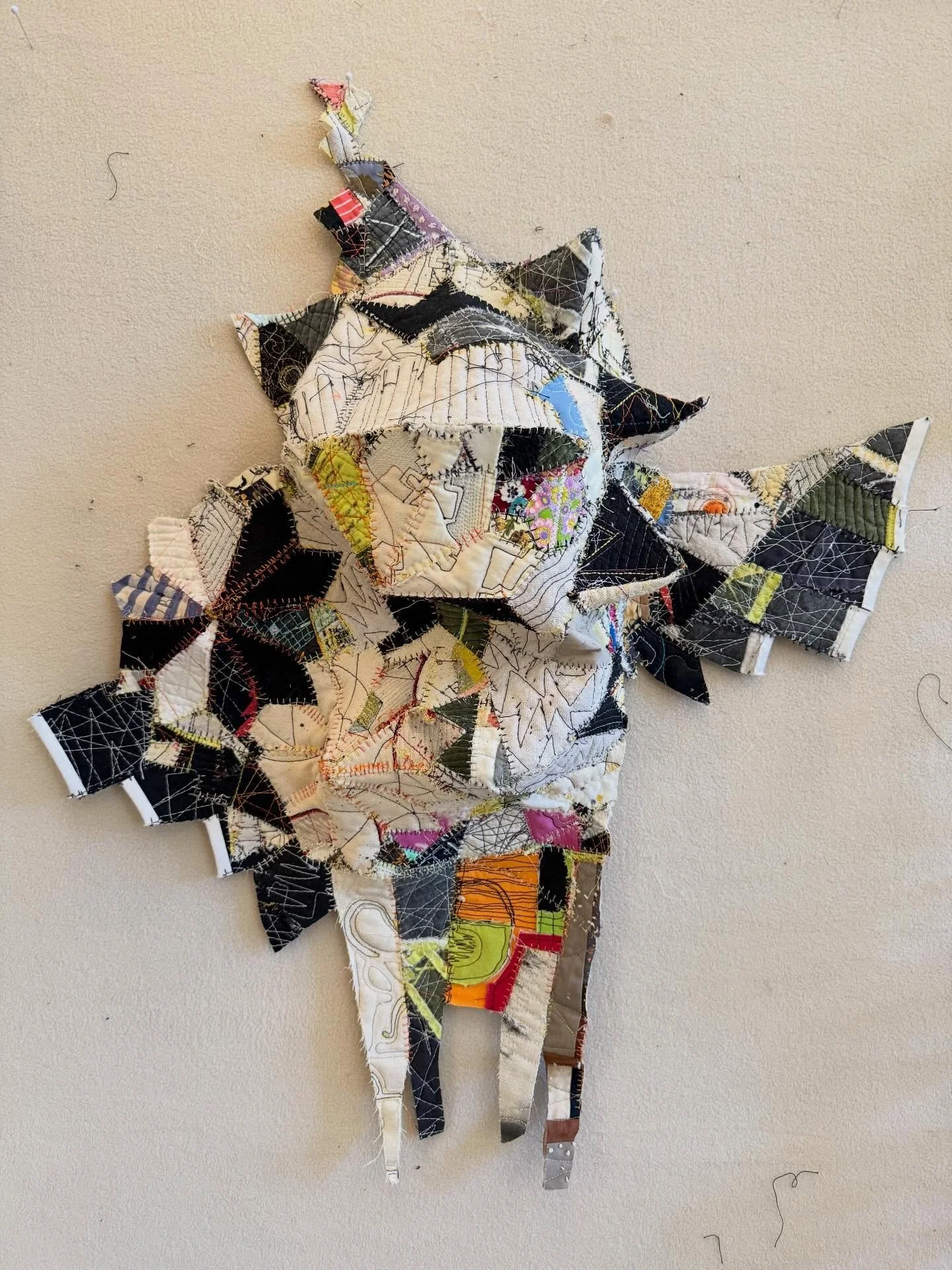 Today&rsquo;s stitching. Birdie #stitching #yesididcutupthosequilts #collage #freemotionquilting