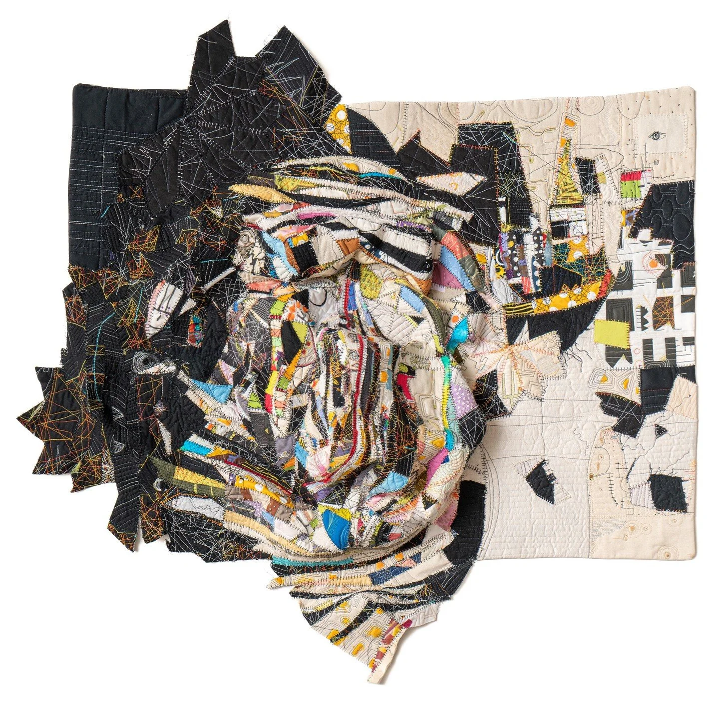 Finished. I'm calling it Burst. #stitching #fiberart #burst #art #freemotionstitching