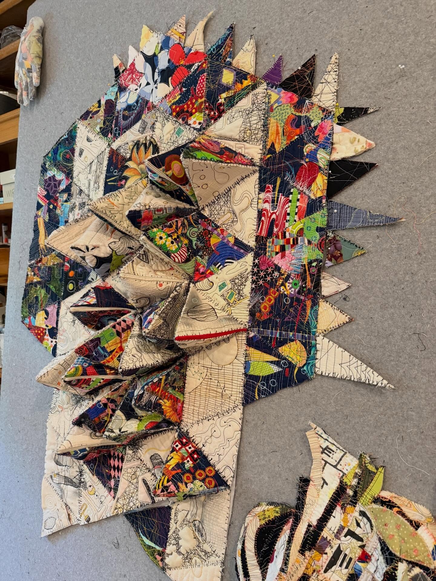 Todays stitching. Internal combustion. #stitchin #freemotionstitching #fiberart #art