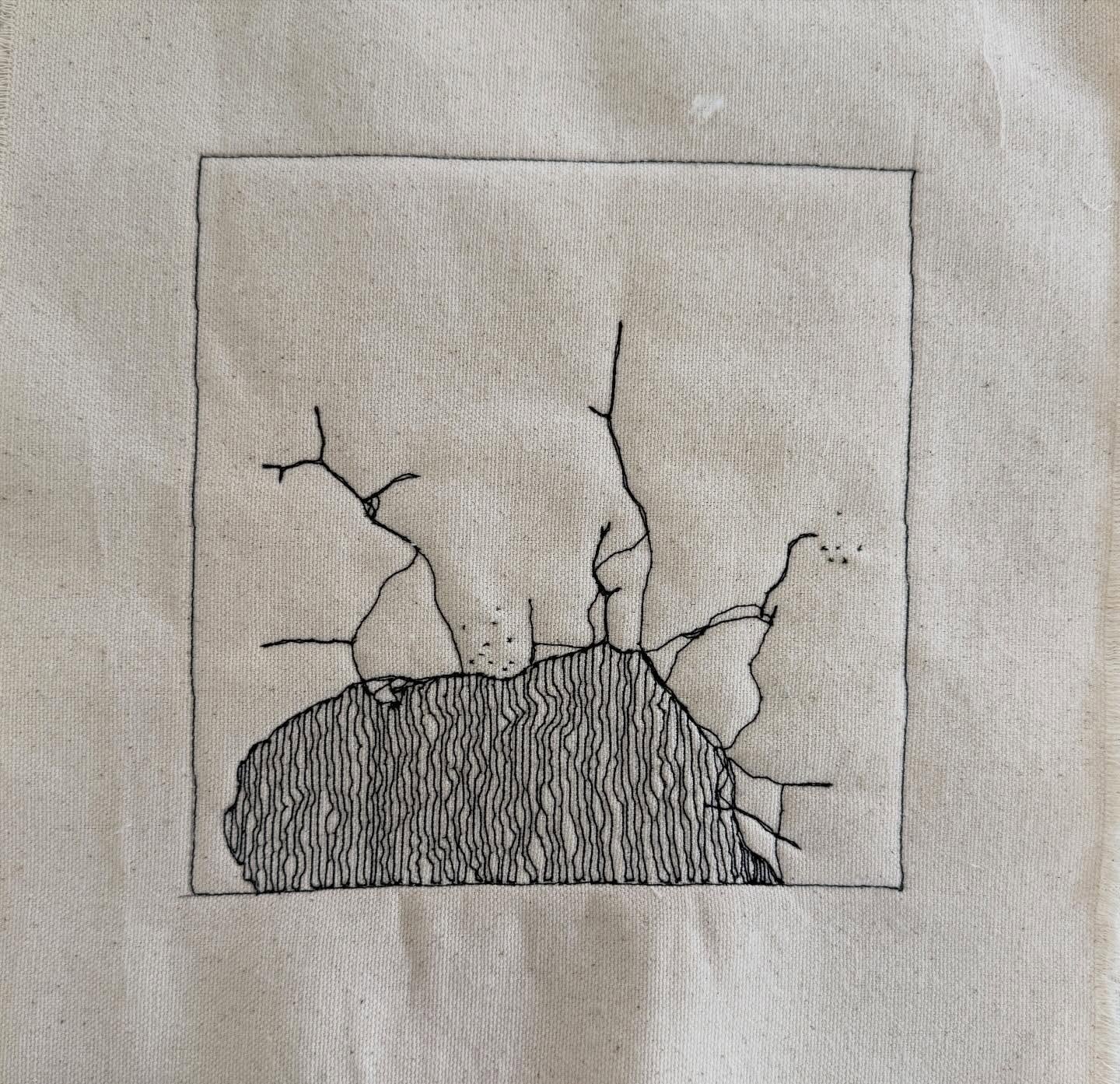 Today&rsquo;s stitching. I collect sidewalk cracks with the understanding that the earth talks back. I&rsquo;m listening. #fiberart #vcca #stitching #vacenterforthecreativearts