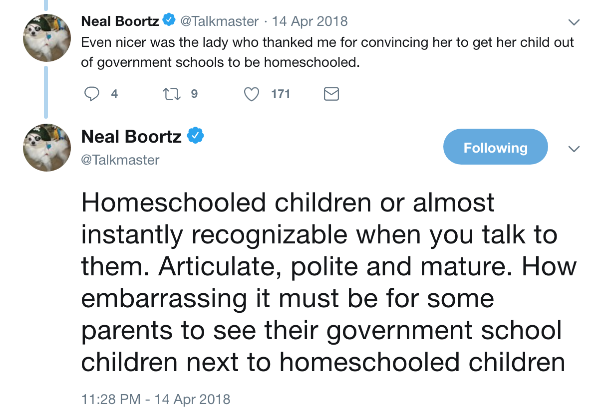 Neal Boortz on #homeschooling