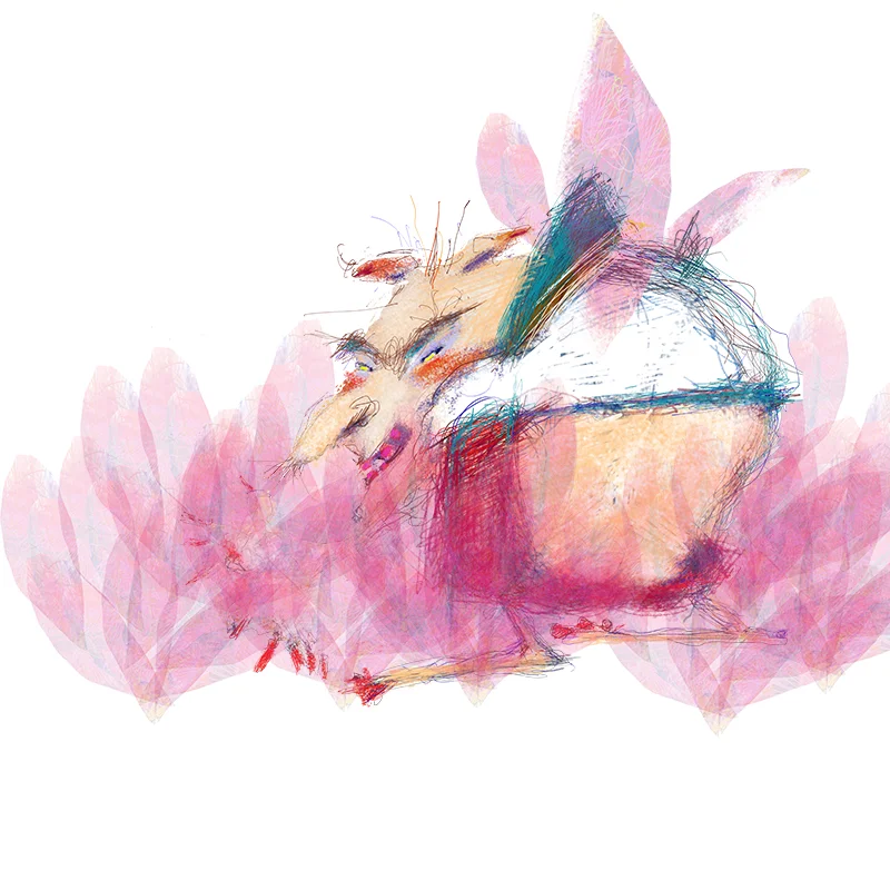 Troll In Pink Leaves