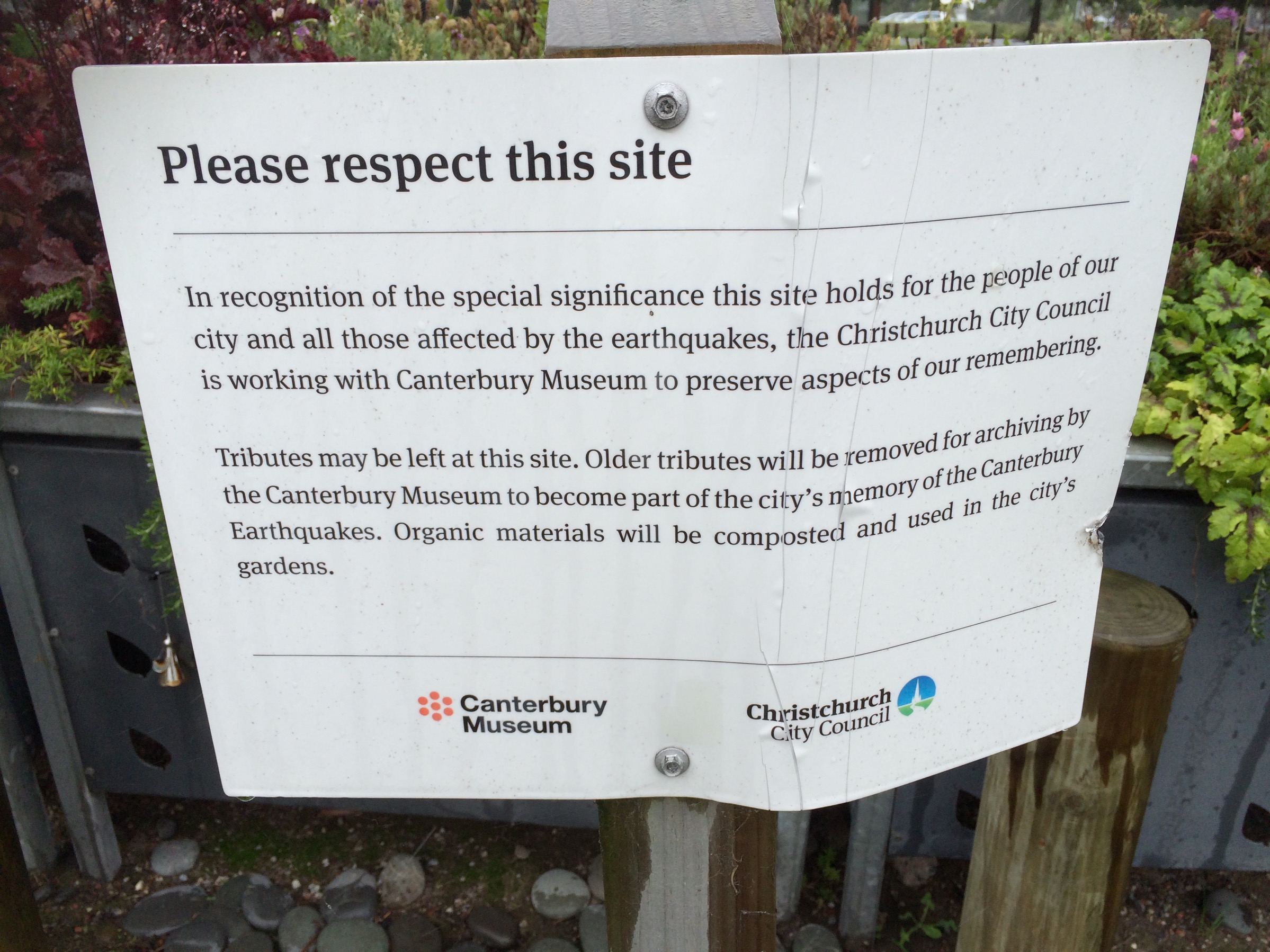 The sign at the memorial