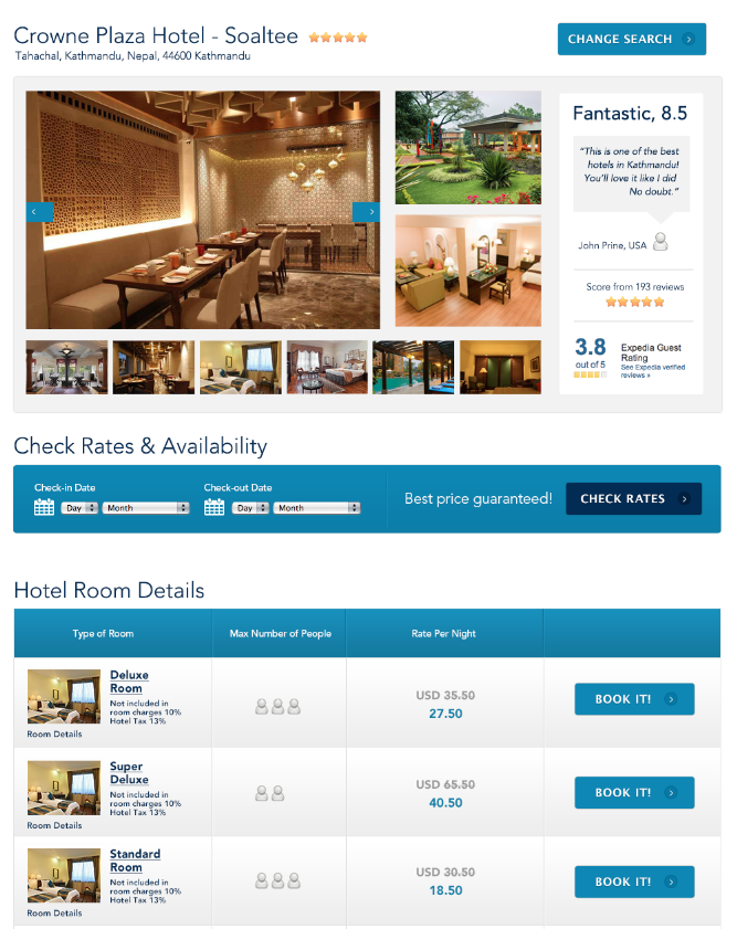 Hotel search results page.