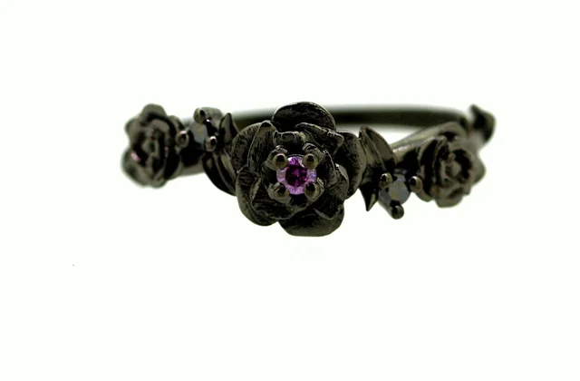 Rose and Thorns Pink and Black Diamond Ring 2.jpg