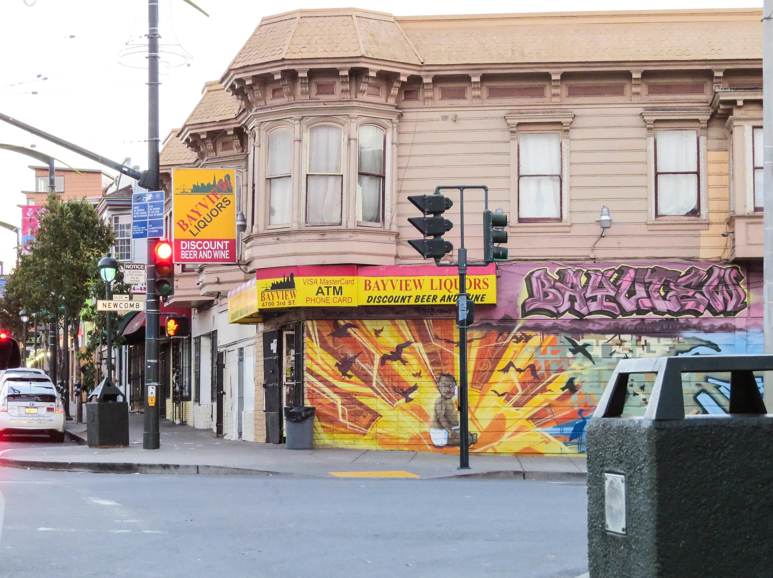 Non-overt environmental racism can play a part in limiting access to fresh and healthy foods as seen above in the impoverished neighborhood of Visitacion Valley, in the otherwise affluent city of San Francisco – Photo shot while driving through the Bayshore Blvd corridor. 