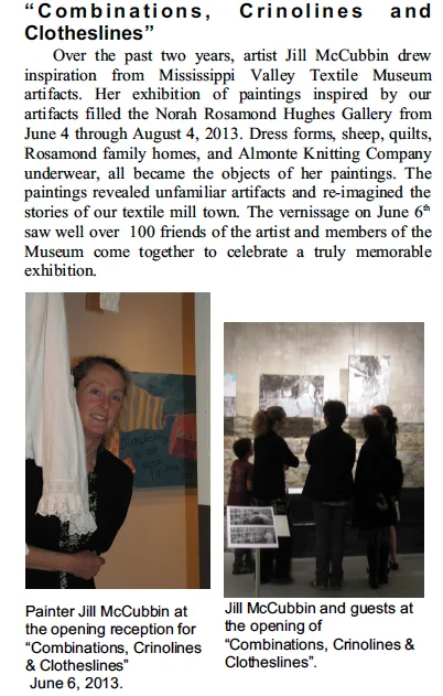 Super article in the 2013 Summer Mississippi Valley Textile Museum newsletter