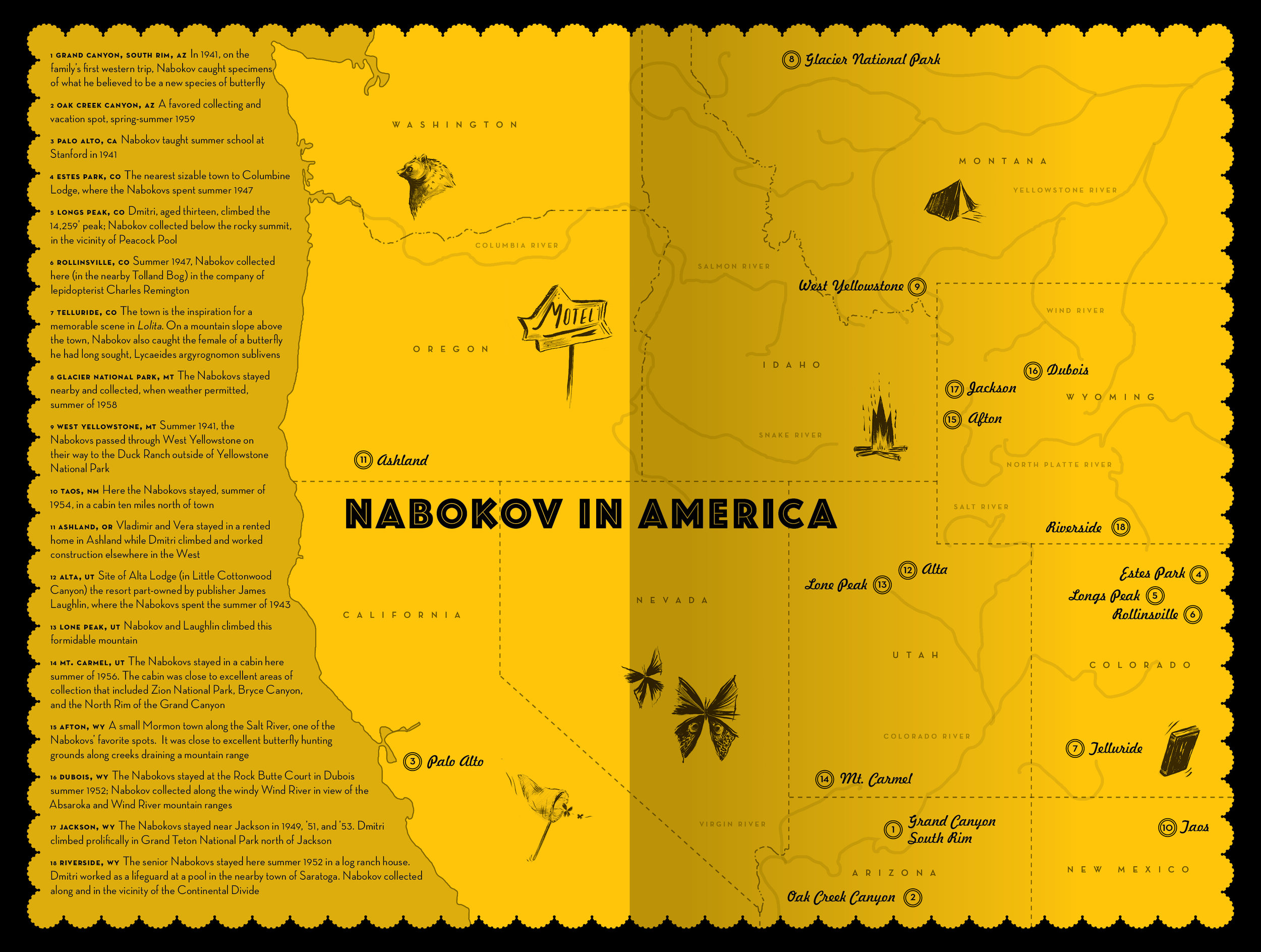 NABOKOV IN AMERICA ENDPAPER MAP