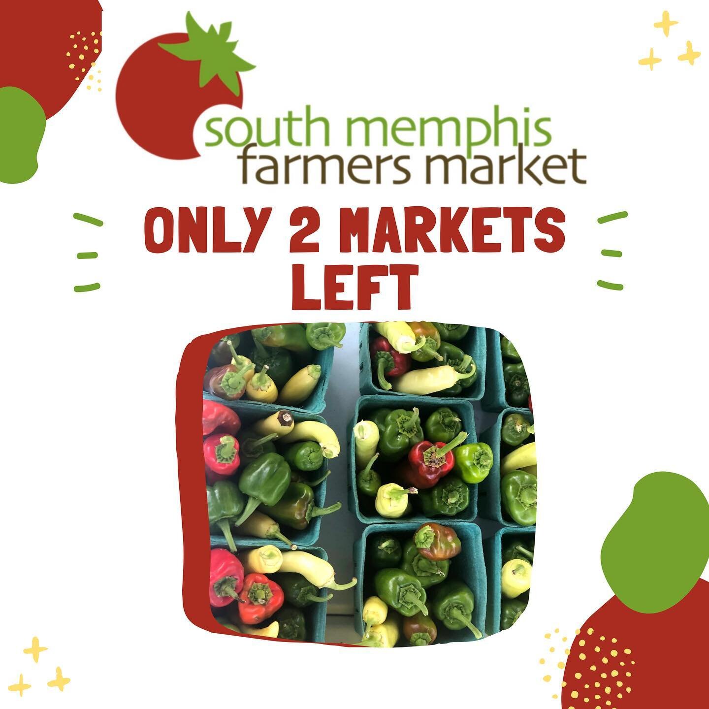 There are only TWO market days left in our June - September season! Come on out TOMORROW! The market will be open from 8:00 am - 1:00 pm!