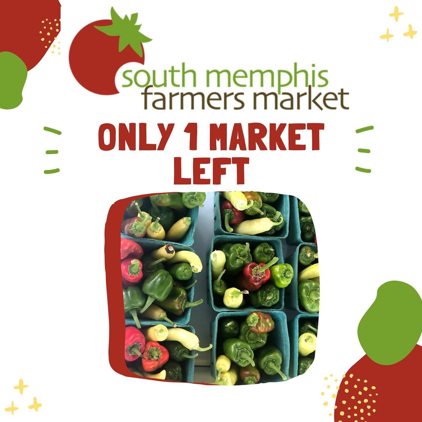 We only have ONE more market day left of our summer season! Come on out this THURSDAY and buy some delicious fruits and vegetables! We will be open from 8:00 am to 1:00 pm.