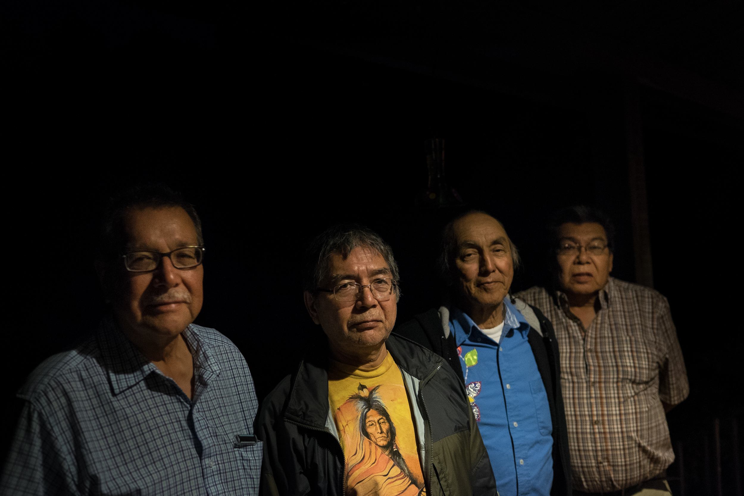 Bill Chippeway, Bill Merasty, Charlie Nelson and Charlie Bittern, 48 years after the run. 