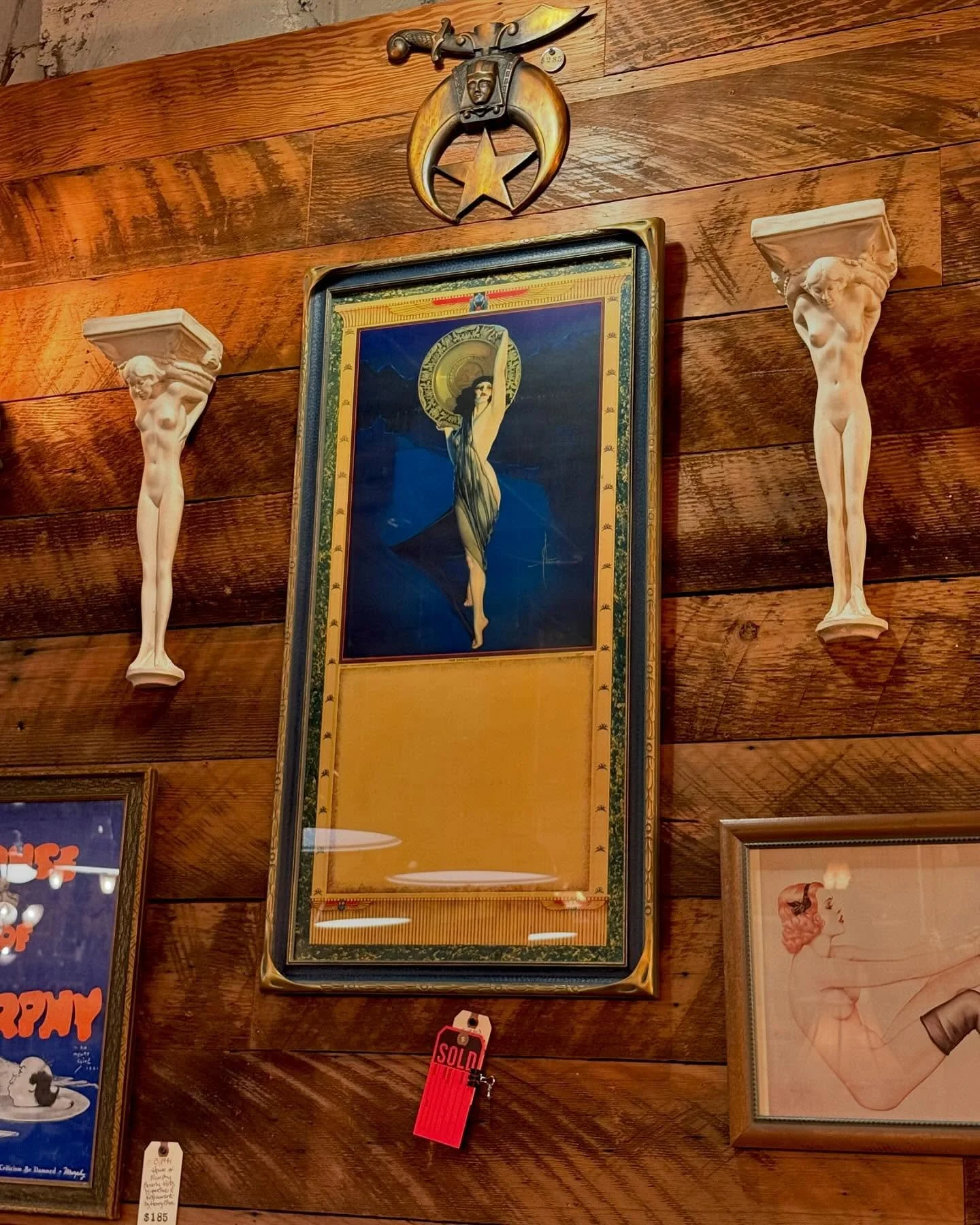 Things can move fast around here!

&ldquo;The Enchantress&rdquo; by Rolf Armstrong c.1928. 

This lithograph is a beautiful framed salesman&rsquo;s sample. Businesses could order calendars with their name that would fill the spot below the illustrati