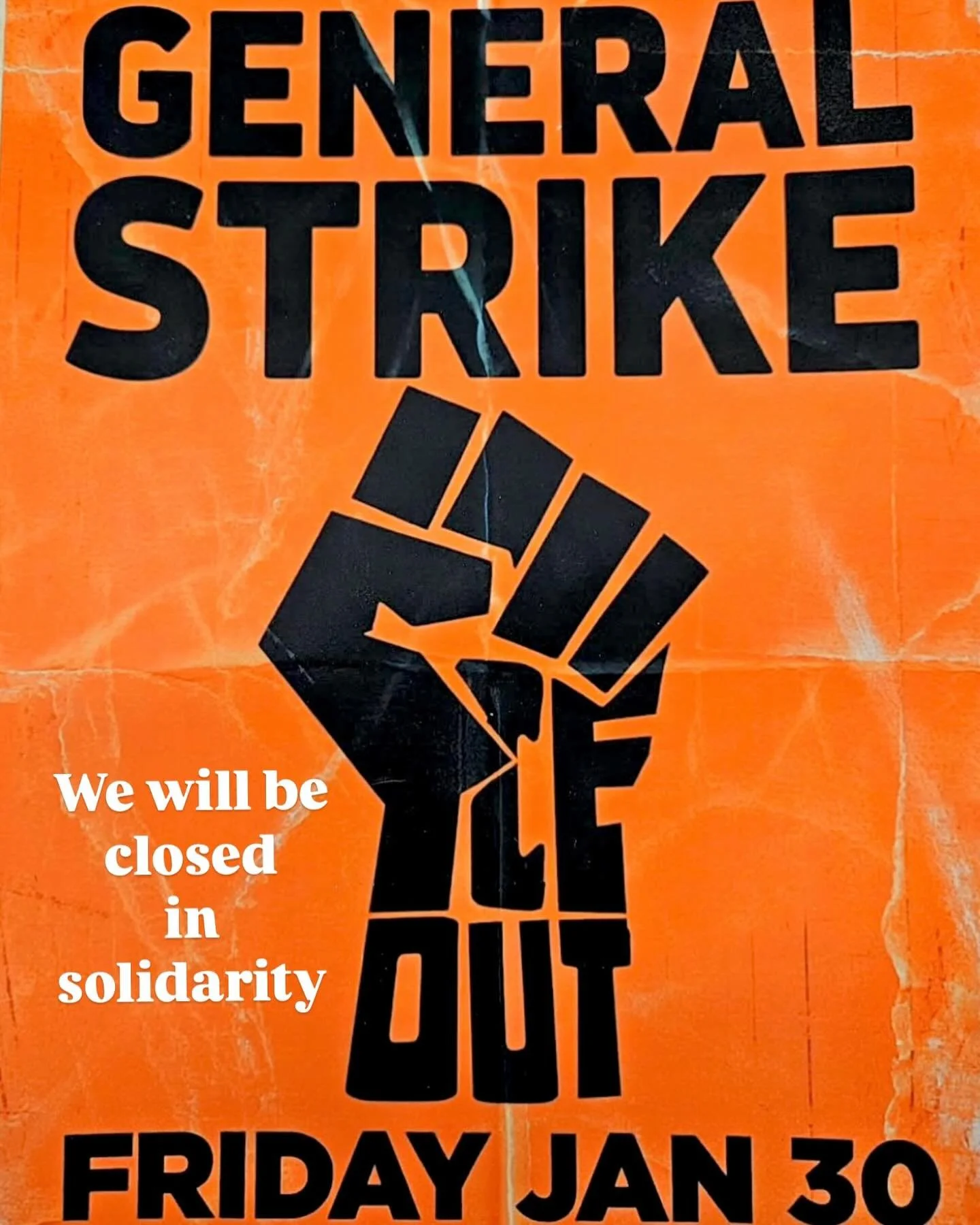 We will be closed Friday, January 30th in solidarity with Minnesota and those around the country being subjected to human rights abuses at the hands of ICE. 

This was a unanimous decision between myself and the staff. 

It feels like a small act on 