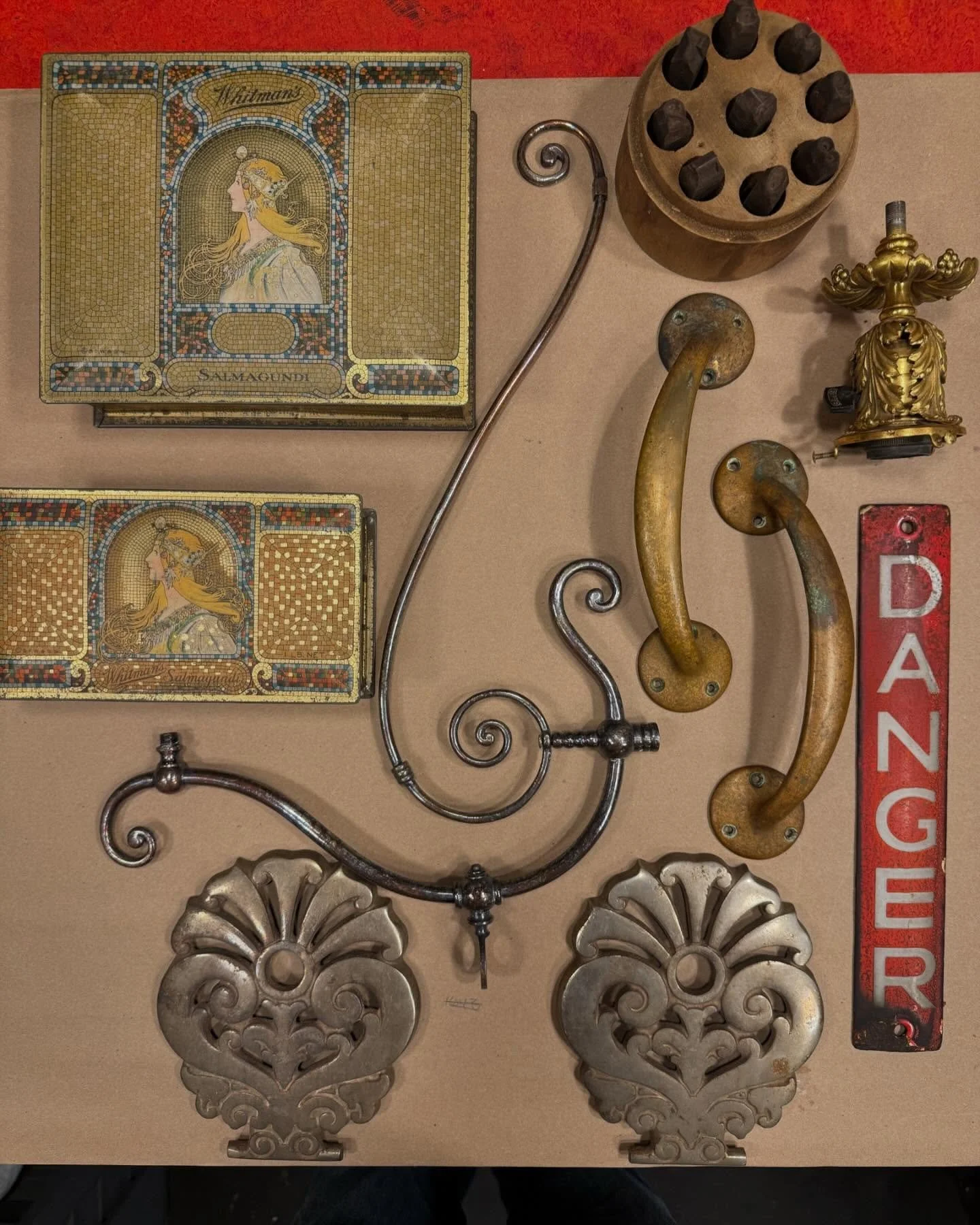 Just some fresh antique tidbits sitting and waiting to get some cleaning between customers today.