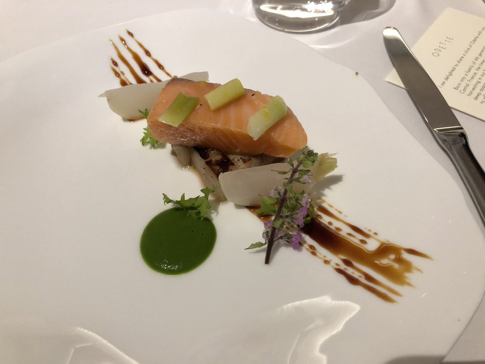 Salmon, korabuto pork belly, miso caramel
