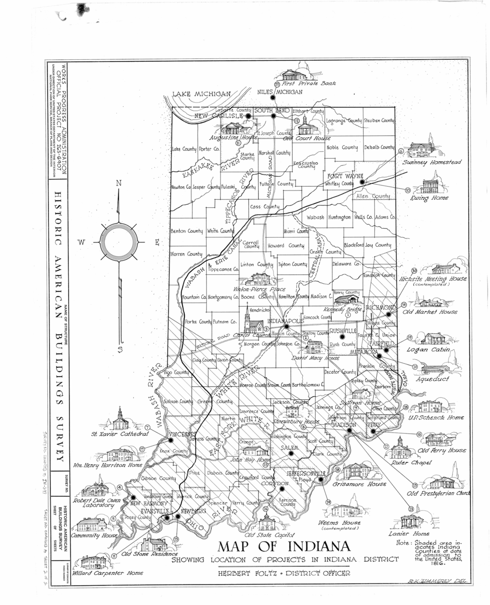  Map of HABS projects in Indiana (n.d.) 