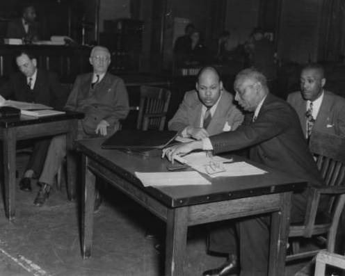  Willard Ransom and Robert Brokenburr in court (1948). Photo credit: Indiana Historical Society Digital Image Collections. 