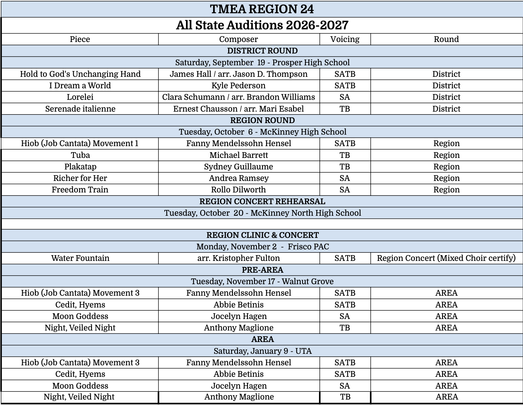 Audition Round Music