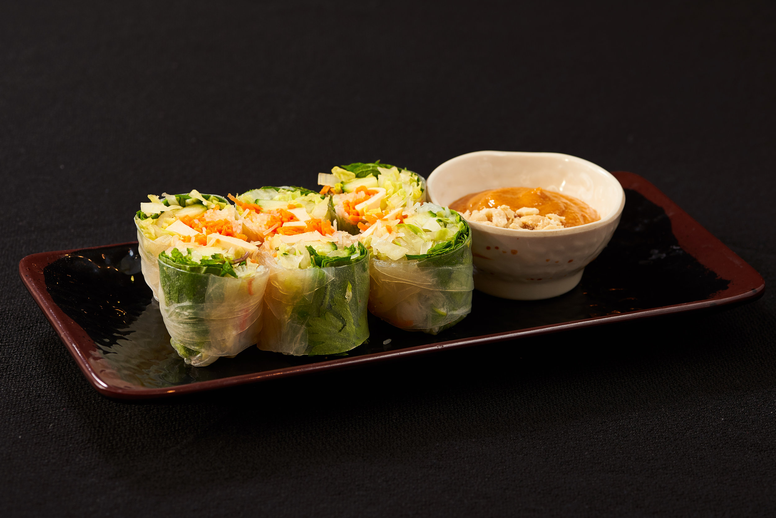 Professional food photo of spring vegetable rolls. Commercial photography