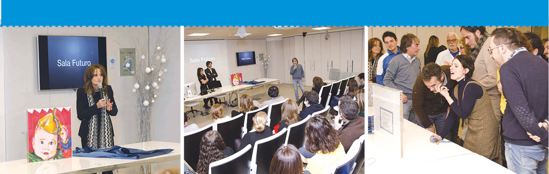 Nelle foto: La Presidente dell’Associazione, Sara Costa (foto a sinistra) all’inaugurazione della Sala Futuro in cui è stato affisso il “Bambino con l’imbuto” nella versione artistica (copia realizzata ad hoc) dell’artista novarese Antonio Spanedda (nella foto al centro) che per l’occasione ha illustrato il progetto IOTIAMO – Noi ci Mettiamo, di cui l’opera fa parte, ed avviato con l’Associazione in occasione del Ventennale.