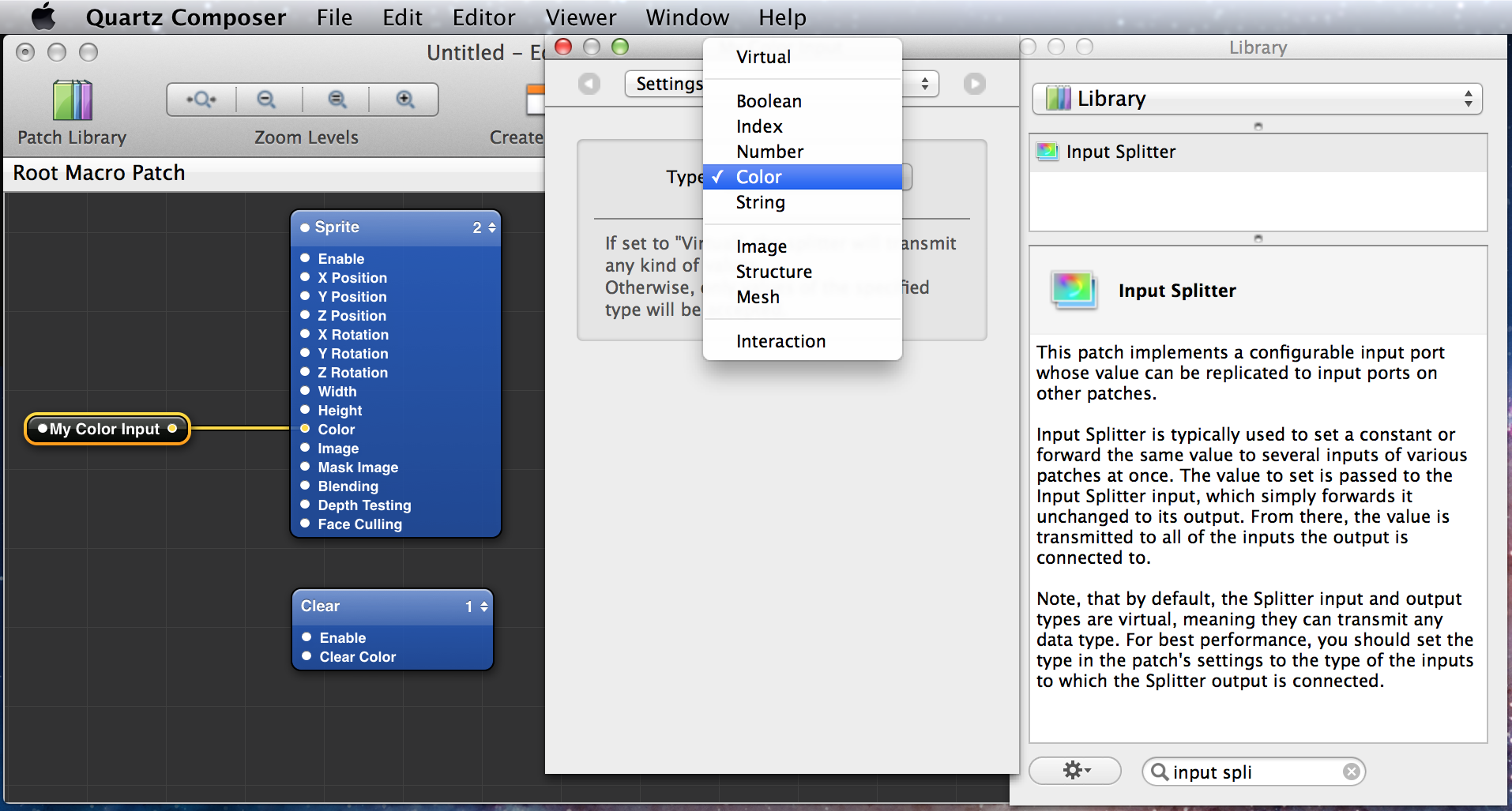 Some input types have additional settings for setting the range and default value that can be set in the inspector.