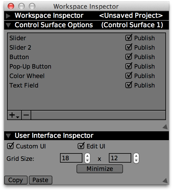 Inspector for Control Surface with Custom UI and Edit UI options enabled.