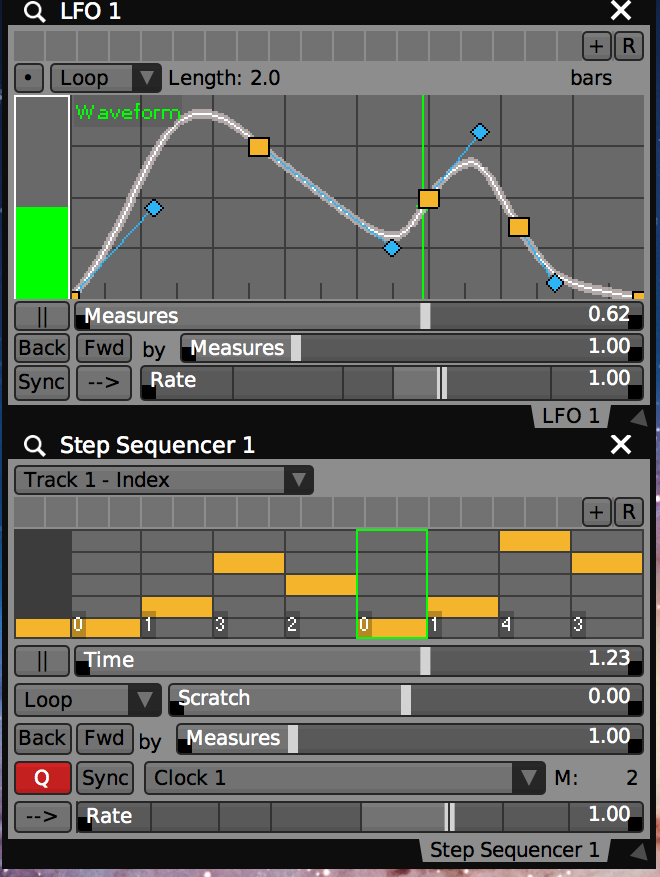 Basic LFO and Step Sequencer plugins.