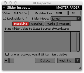 The UI Inspector, displaying the Slider Inspector.