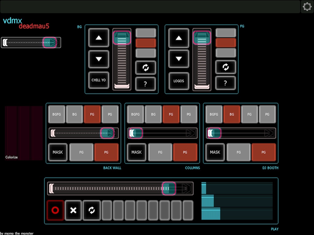 Lemur iPad setup with both master and individual layer controls.