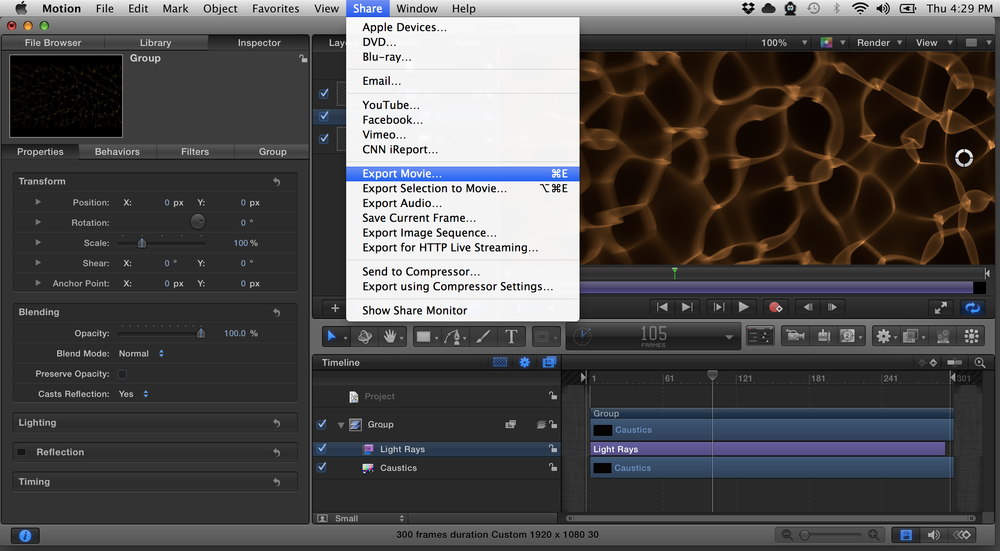 Exporting Motion projects as Hap Alpha movies to use with VDMX — VDMX - MAC  VJ SOFTWARE