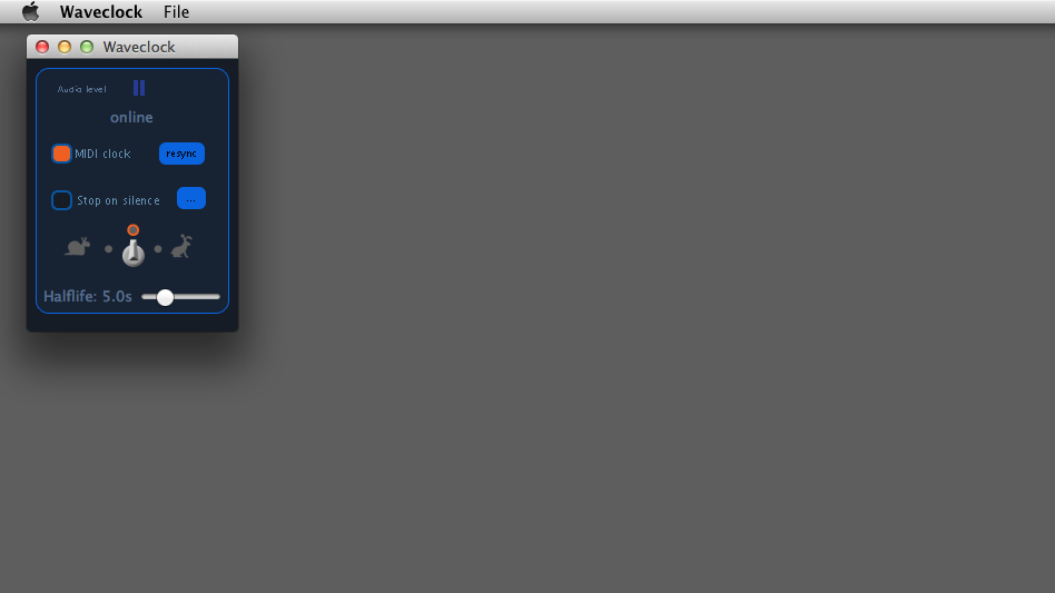Waveclock application with MIDI clock output enabled.