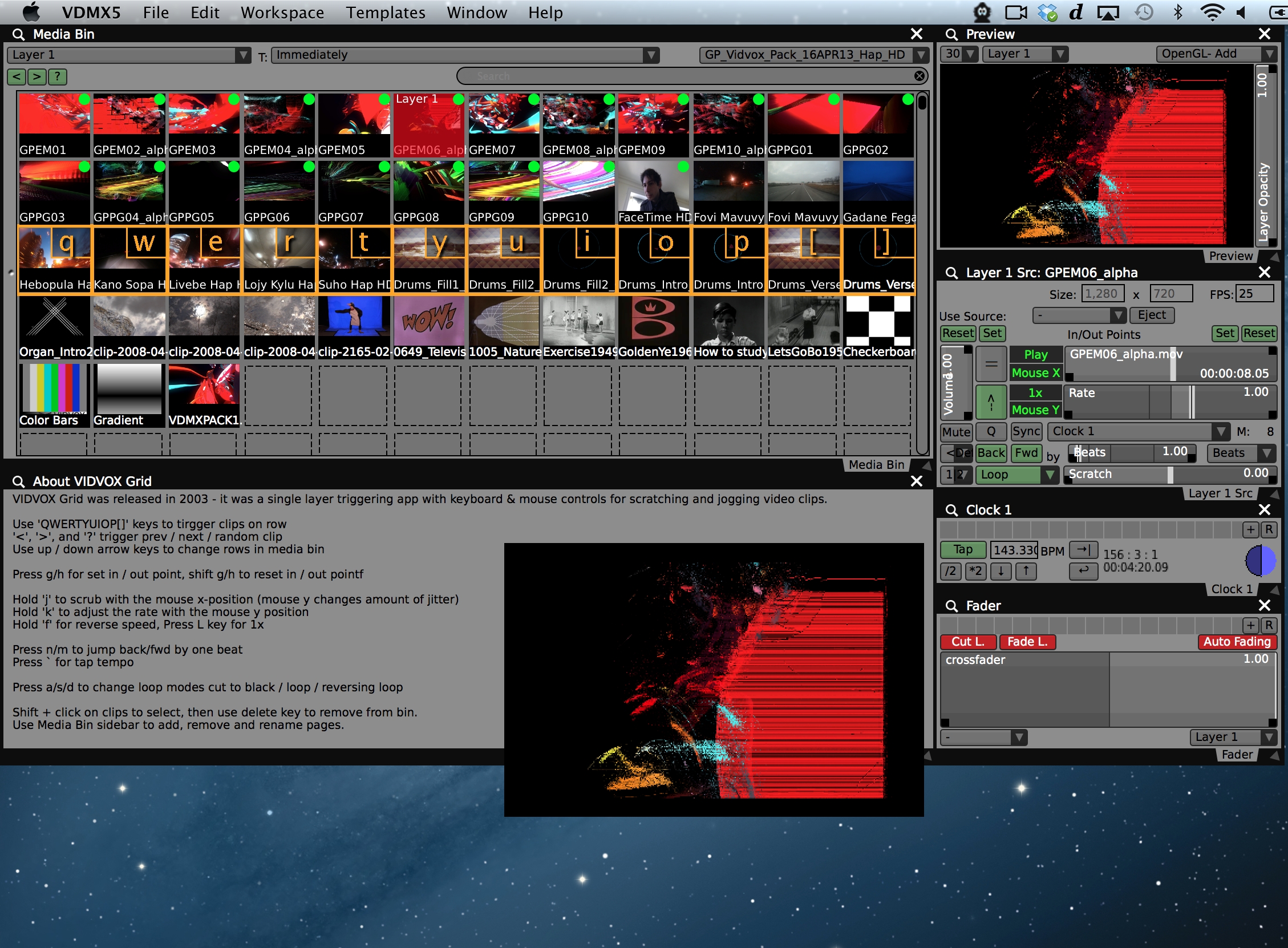 Screenshot of completed Grid template for VDMX.