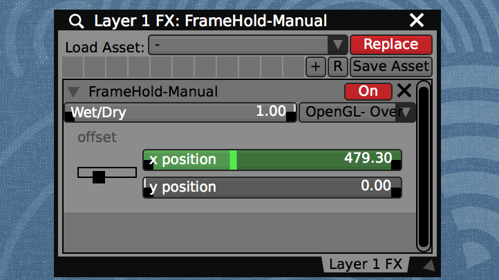 Add the “FrameHold-Manual” geometry adjustment FX to create a seamless wrap around control of the camera point of view.