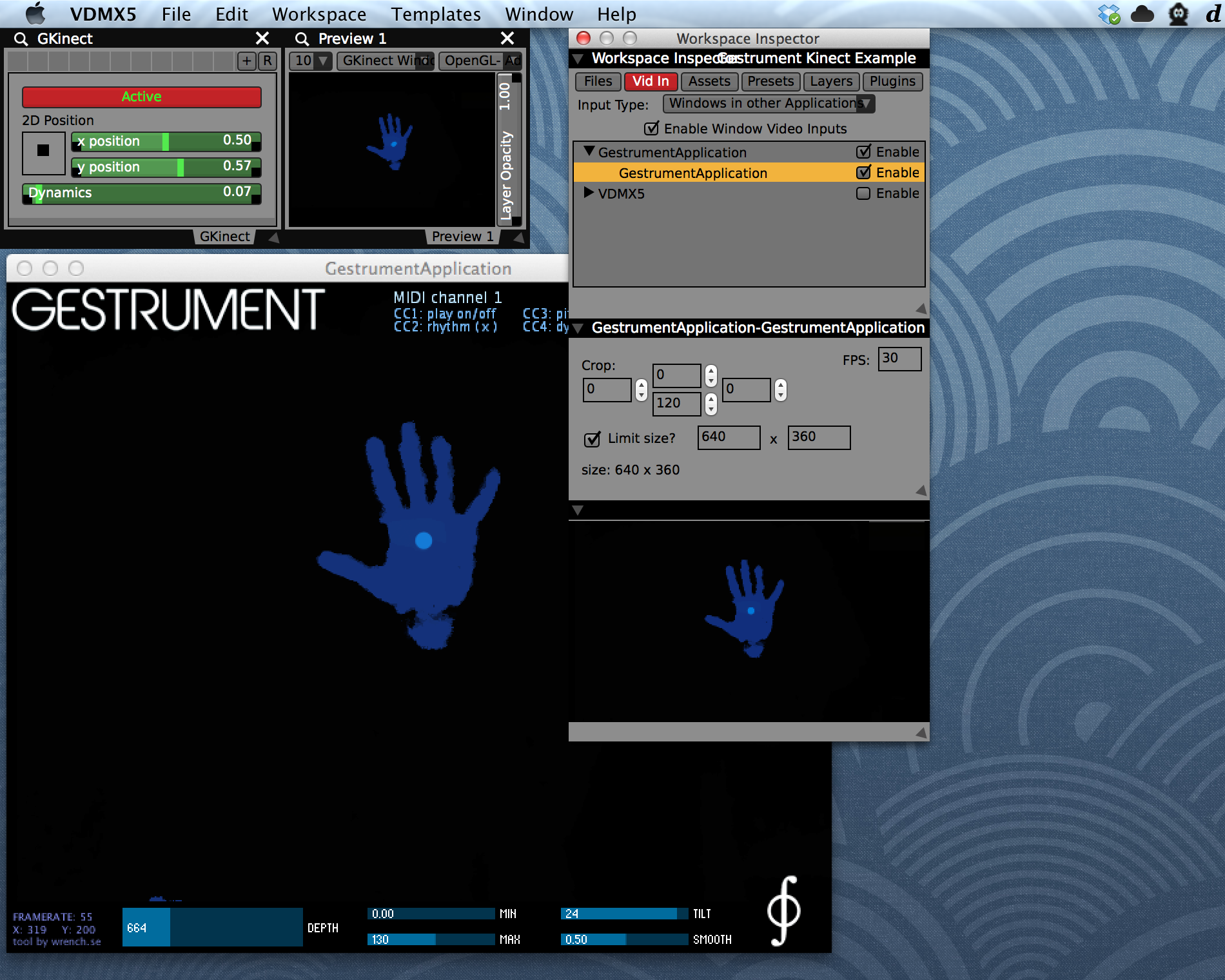 In the ‘Workspace Inspector’ under Vid In, enable ‘Window Video Inputs’.