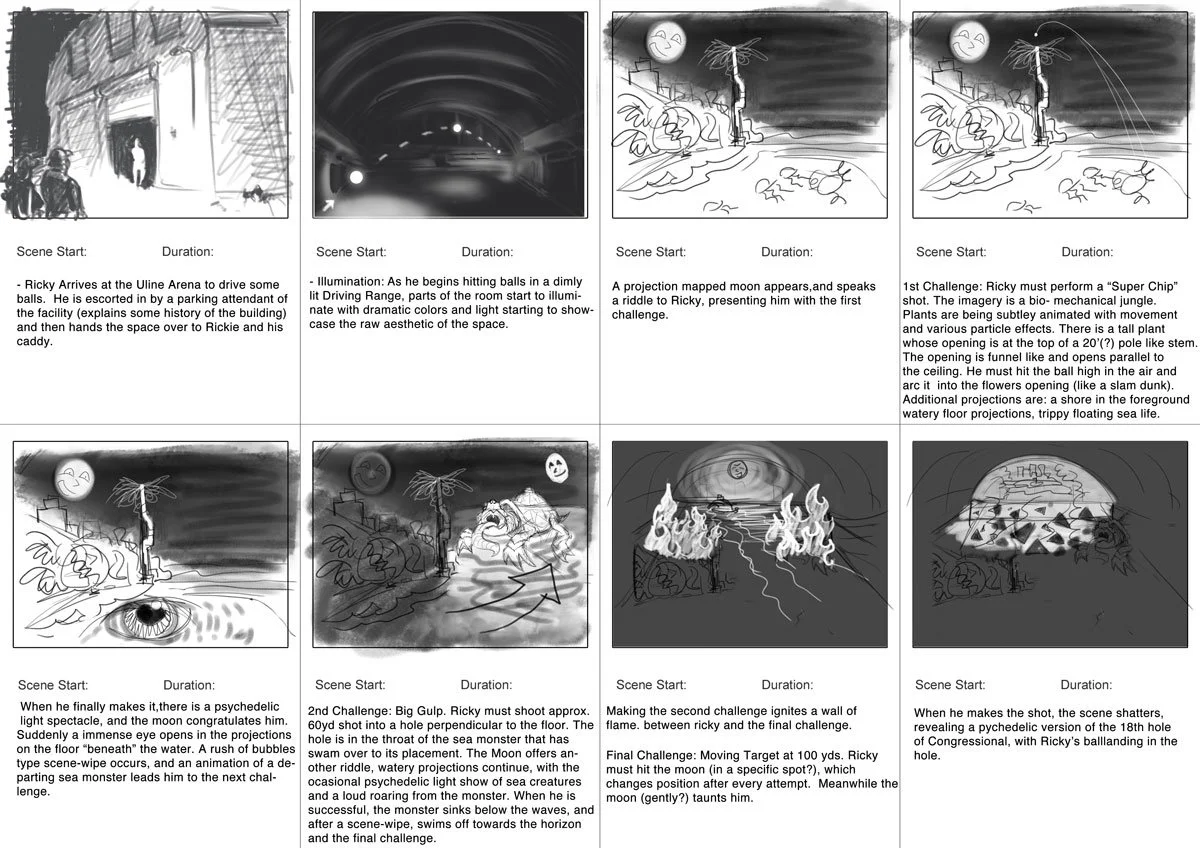 Initial storyboard from start to finish