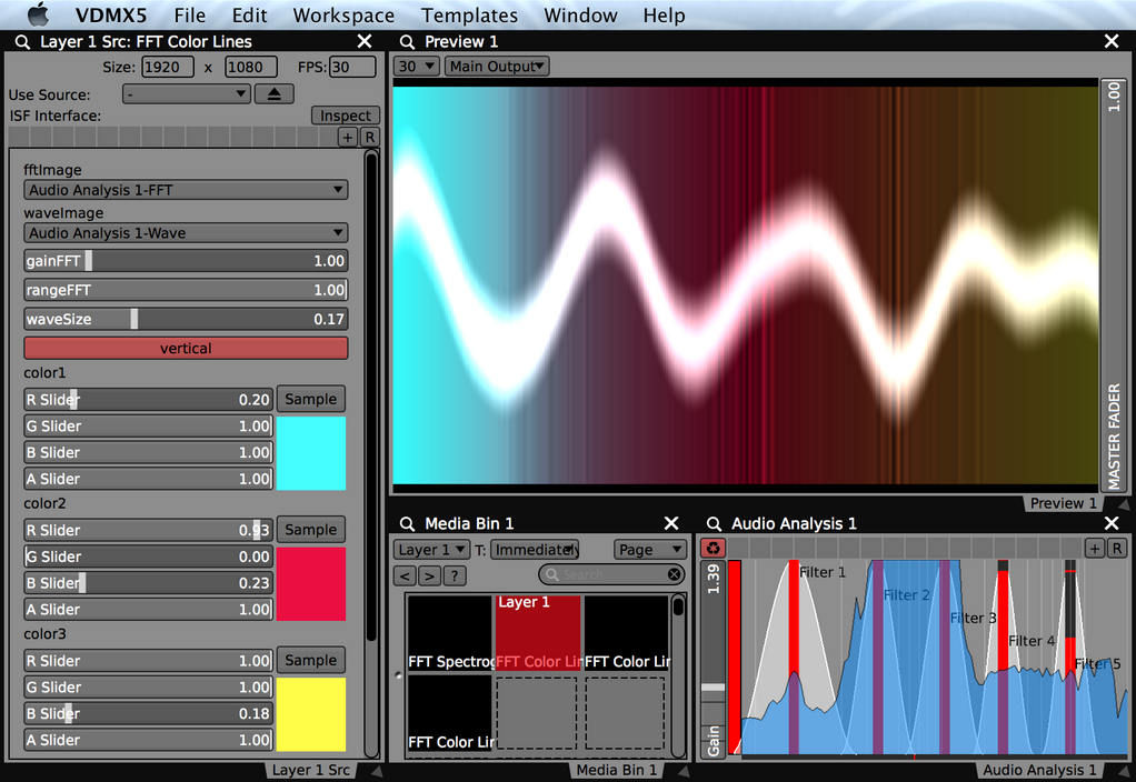 Example FFT Color Lines VJ visualizer