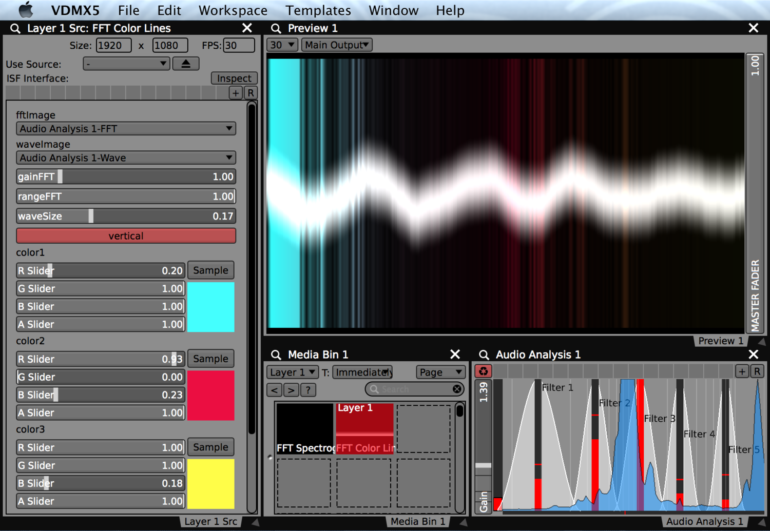 Visualizing audio waveforms with VDMX