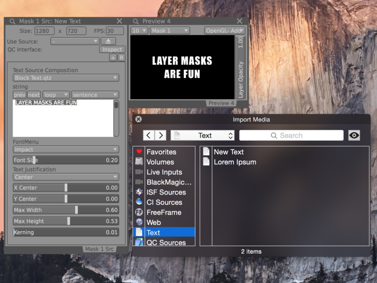 Text layers and other built in sources are also useful as mask generators.