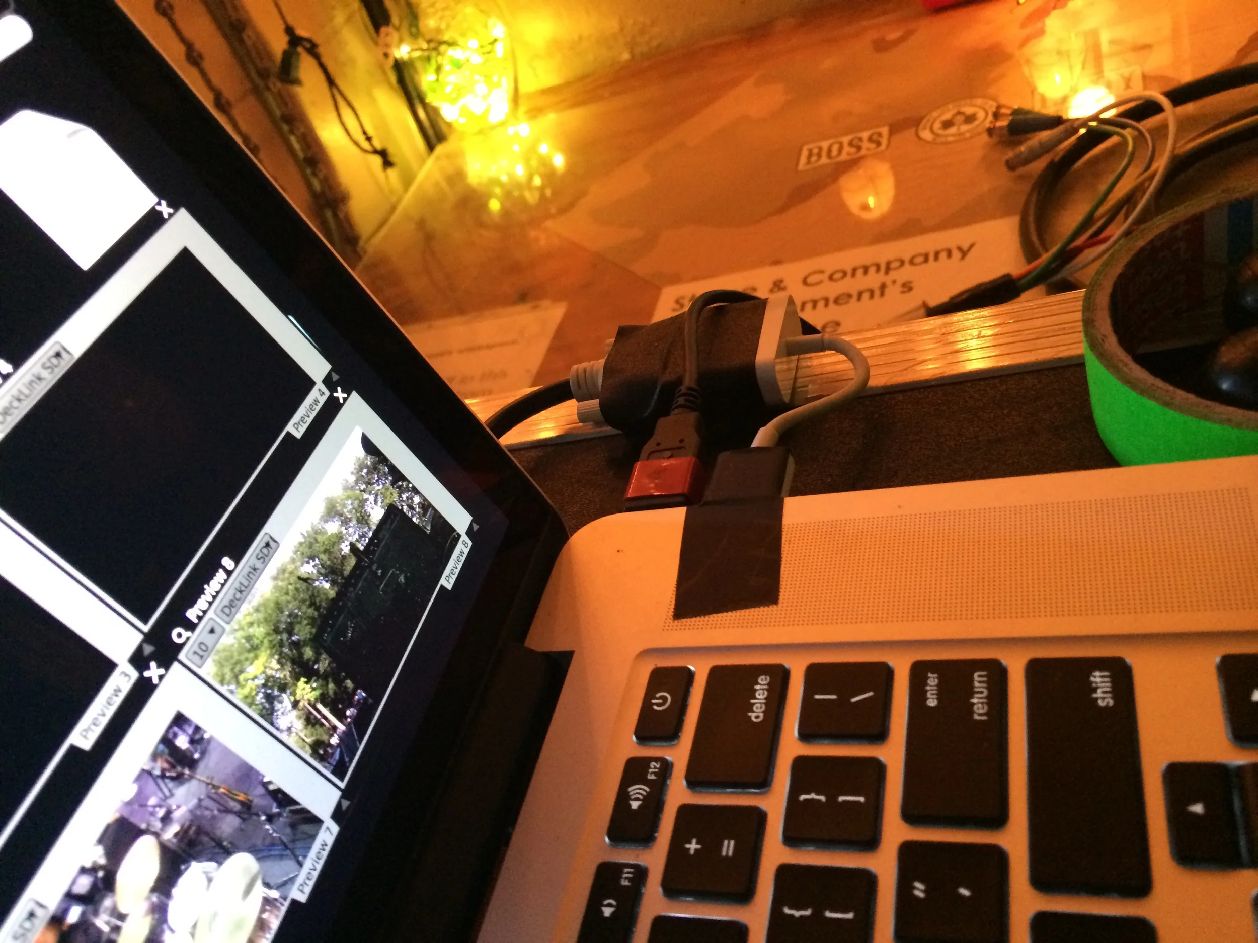 Use gaff tape to secure cable slack.