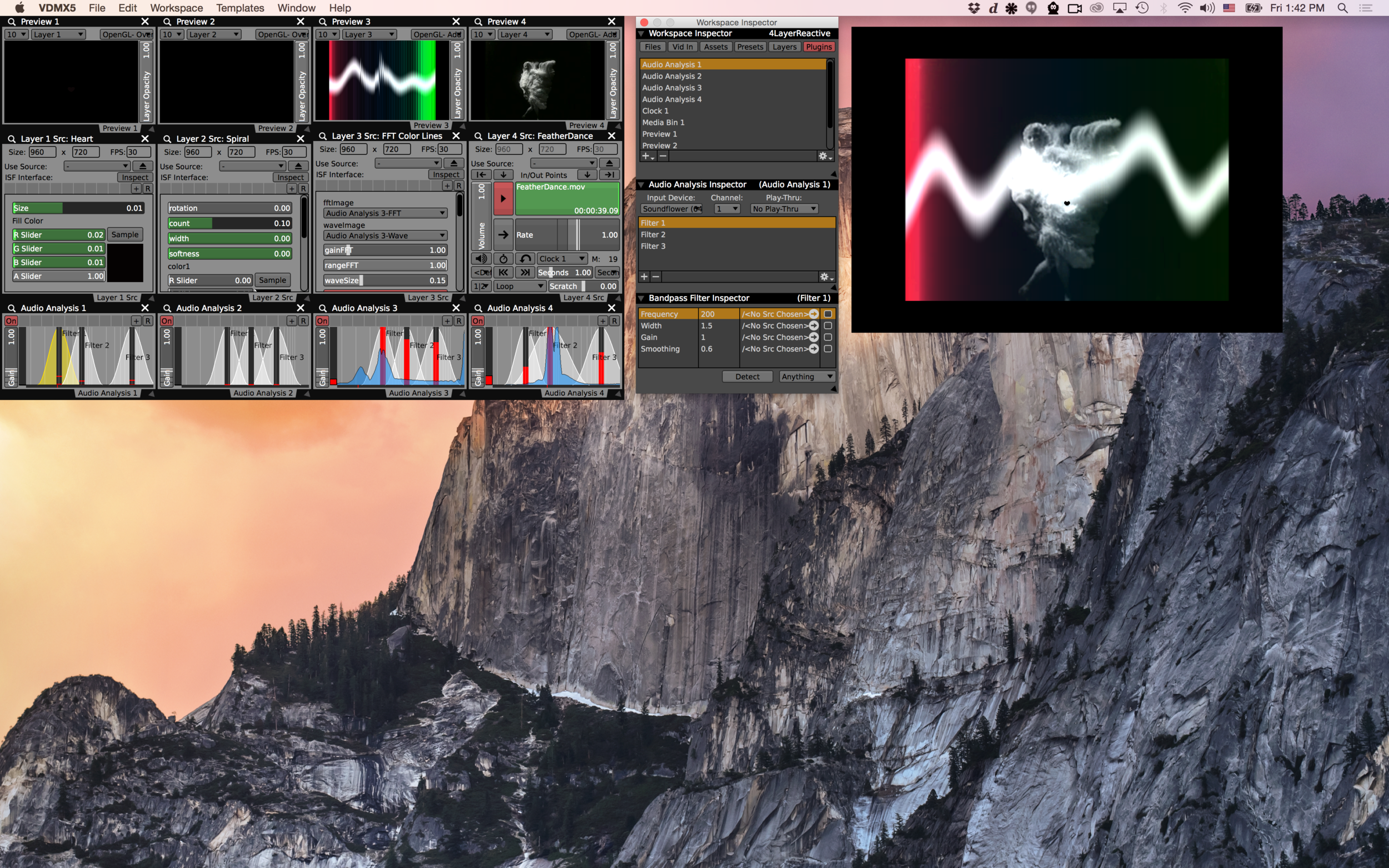 Create multiple audio analysis plugins in VDMX.