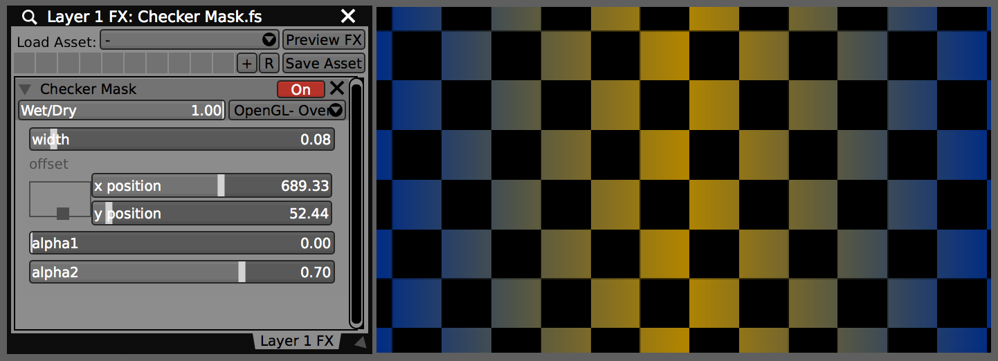 Completed Checker Mask.fs used as an FX in VDMX
